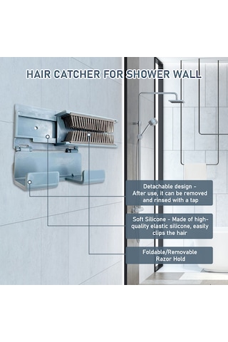 Singree Duş Saç Toplayıcı Silikon - Duşakabin Tıkanıklığını Önleyen Duvar Tipi Saç Tutucu Beyaz Beyaz