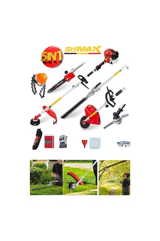 Stilmax STM5IN1 Çok Fonksiyonlu 5 Kafalı Benzinli Ot Biçme Tırpan