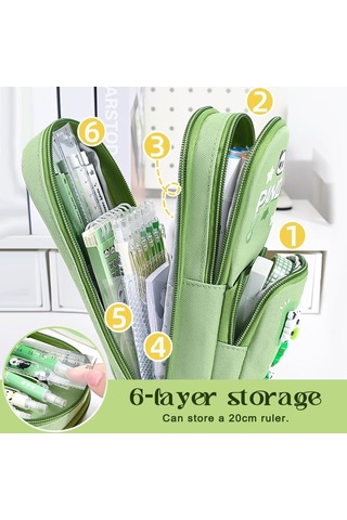 Mufunye Büyük Kapasiteli Kawaii Kalem Kutusu - Sevimli 3 Bölmeli Kırtasiye Düzenleyici, Siyah Siyah