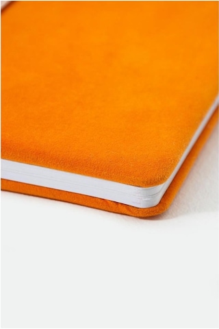 Sevimli Balon Balığı Nakışlı Turuncu Kumaş Kapak Magnet Ayraçlı Spiralli A5 Defter