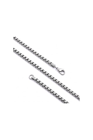 Premium Parlak Ve Şık Arnavut Erkek 316l Çelik Kolye 3mm 55cm 3183eck042 - Gümüş Renk