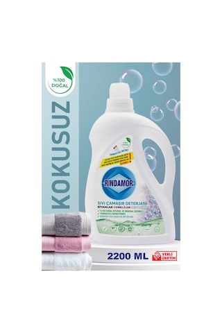 % 100 Doğal Bitkisel Sıvı Çamaşır Deterjanı Tüm Renkler-kokusuz 2200 ML