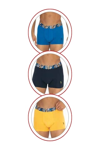 U.S. Polo Assn. U.s Polo Assn. 80572 Erkek Pamuklu 3'lü Boxer-saks&sarı&lacivert Saks&sarı&lacivert