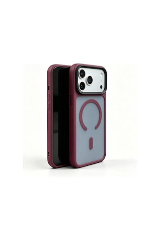 Maks Technology Apple Uyumlu iPhone 18 Pro Kılıf Mat Arka Yüzey Wireless Şarj Özellikli Mkst Flet M-safe Kapak - Mürdüm