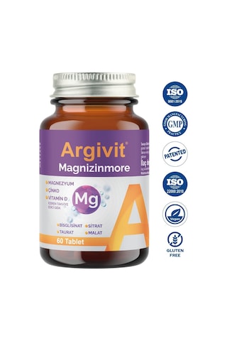 Argivit Magnizinmore Magnezyum Çinko Ve Vitamin D İçeren Takviye Edici Gıda 60 Tablet