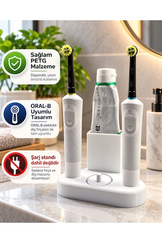 Elektrikli Diş Fırçası Organizeri Oral-b Uyumlu Beyaz