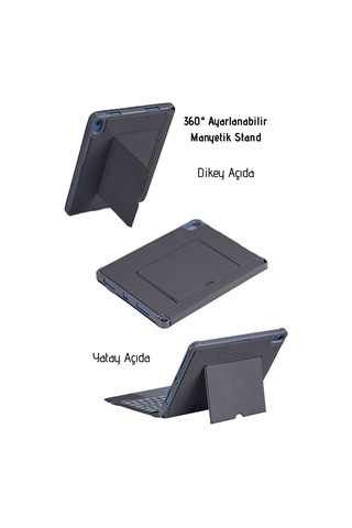 Apple Uyumlu iPad  11. Nesil 360 Manyetik Standlı Ledli Touchpadli Katanya Klavyeli Tablet Kılıfı Klavyeli Kılıf