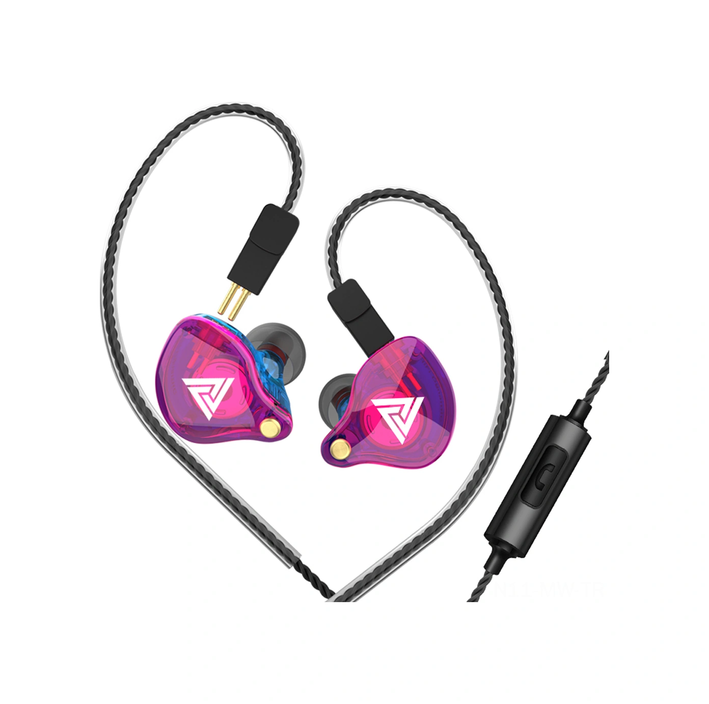 Moveevo Qkz Vk4 Hareketli Bobin Kulaklık 3.5mm Altın Kaplı Plug, 0.75mm İki İğne, Kablolu Kumandalı Mikrofonlu, Spor İçin Uygun, 1.2m Çabuk Tak-çık Kablolu Bobinli Kulaklık