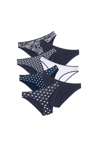 New Lilla 18001-2 Kadın 7'Li Star In Love Bikini Külot Paketi Lacivert