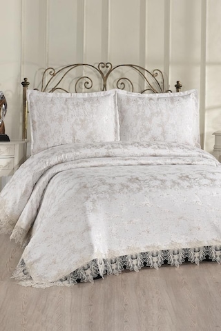 Çeyiz Diyarı Fransız Dantelli Valoria Çift Kişilik Yatak Örtüsü 230x250 Cm Çok Renkli