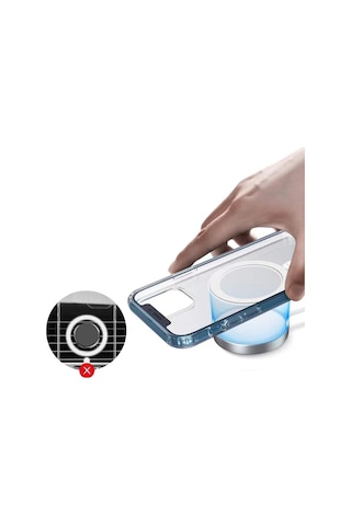 Apple iPhone Uyumlu X Kılıf Magsafe Wireless Kablosuz Şarj Destekli Sert Şeffaf Darbe Emici Embos -şeffaf Color-3171-clr-41858