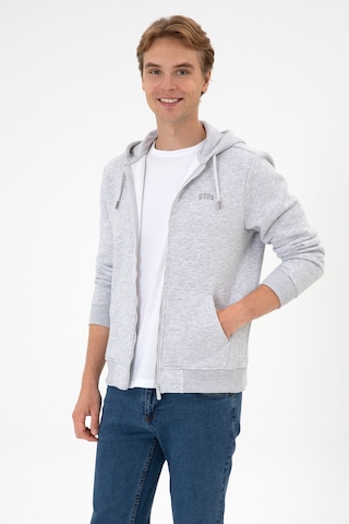 U.S. Polo Assn. Erkek Regular Fit Açık Gri Şardonlu Örme Hırka 50313755-VR001