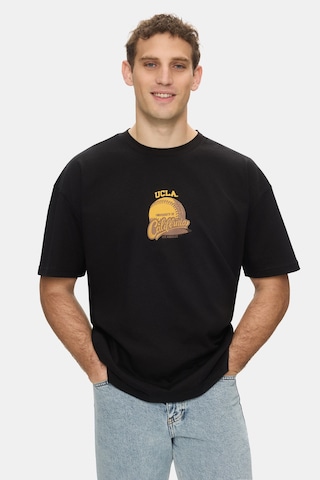 Ucla Dutchıe Siyah Bisiklet Yaka Baskılı Pamuk Oversize Erkek Tshirt M