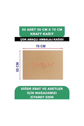 50 Adet 50cm X 70cm 100 Gr. Kraft Ambalaj Kağıdı, Çeyiz Ev Eşyası Hediye Ürün Paketleme, Çocuk Etkinlikleri
