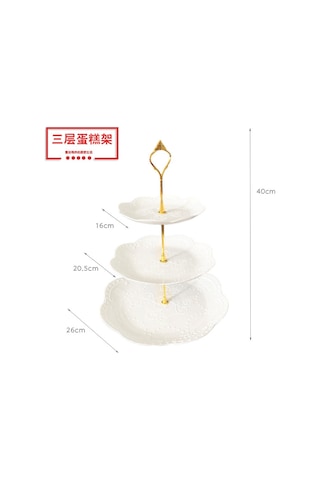 Wezone 3 Katlı Pasta Rafı, Ev Parti Tatlı Tepsisi, Mutfak Meyve Sepeti, Dayanıklı Malzeme, Beyaz Tabak Altın Çubuk, Ev Kullanıma Ideal DiğER