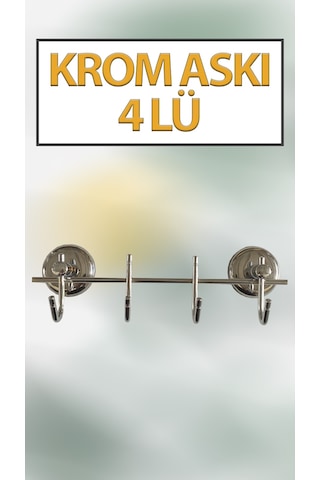 Krom 4 Lü Duvar Askısı 24 Cm Banyo Mutfak Elbise Havlu Askılığı Gümüş