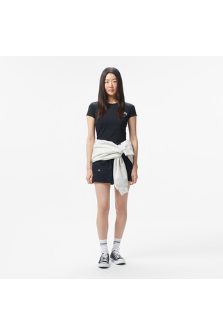Converse Classic Kadın Slim Fit Baskılı Siyah T-shirt