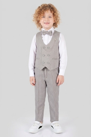 Mnk Baby & Kids Erkek Çocuk 6 Düğme Yelekli Özel Gün Takım Elbise M00834 Gri
