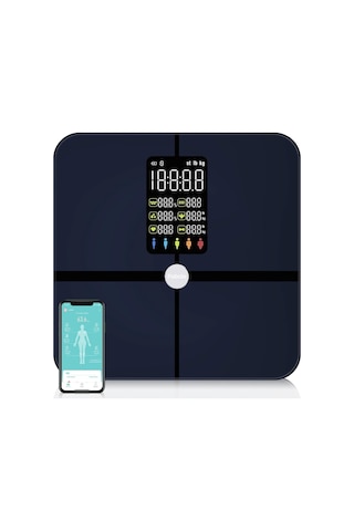 Fitsmart Plus Bluetooth Çok Fonksiyonlu Yağ Ölçer Akıllı Tartı Siyah