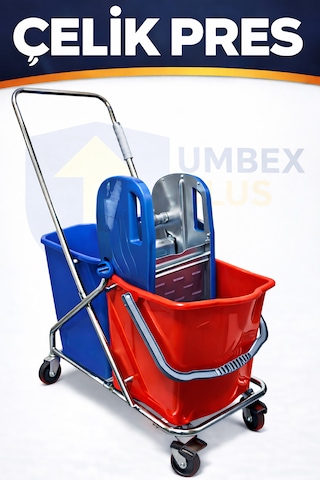 Umbex Plus- Çift Kovalı Metal Presli Krom Araba,krom Temizlik Arabası Umbex Plus- Çift Kovalı Metal Presli Krom Araba,krom Temizlik Arabası