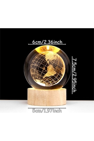 Novahub Sıcak Işık Ahşap Tabanlı 3d Kristal Küre Küçük Gece Lambası Masaüstü Dekorasyon Süsleri Tatil Usb Tak Ve Çalıştır, Küçük Led Gece Lambası Diğer