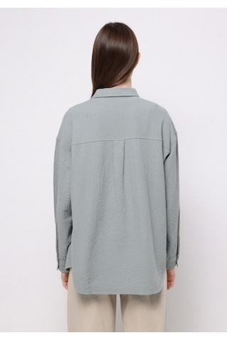 Colins Relax Fit Shirt Neck Düz Kadın Yeşil Uzun Kol Gömlek Cl1077307 Q1.v1 Sag Sage