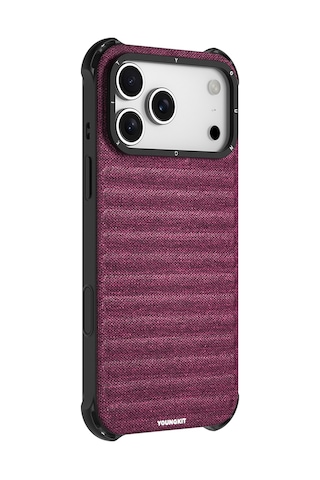 Apple Uyumlu iPhone 17 Pro Max Kılıf M-safe Şarj Özellikli Youngkit Canvas Serisi Kapak Mürdüm Mürdüm