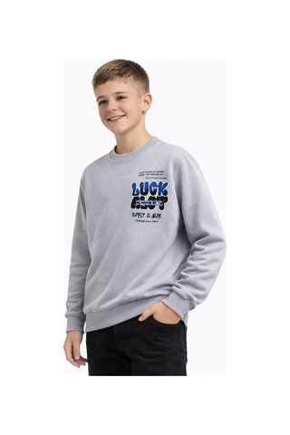 Baglan Erkek Çocuk Önü Arkası Baskılı Sweatshirt Bgl-st05237 Gri