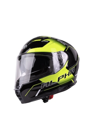 Pilot Alpha Sv Siyah Sarı Kapalı Motosiklet Kaskı Siyah