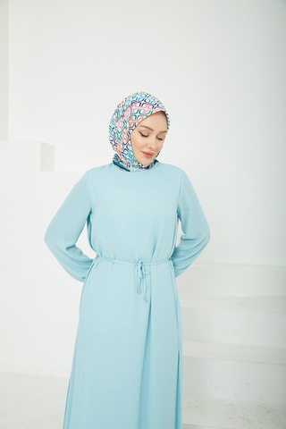 Armine Trend Kolları Lastikli Astarlı Elbise-mavi 25yt927 Mavi