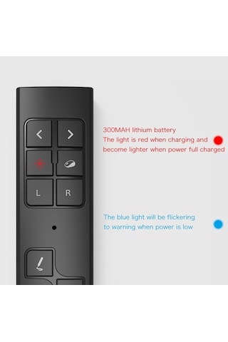 Pazly Pp930 Kablosuz Sunum Kalem, Lazer İşaretçi, 50m Uzaktan Kumanda, Şarj Edilebilir, Ppt Flip Kalem