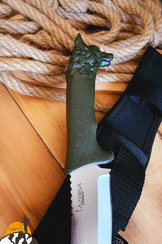 İşlemeli Tpe Sap Outdoor Kamp Bıçağı Çakısı Kılıflı Kmi-540 Haki