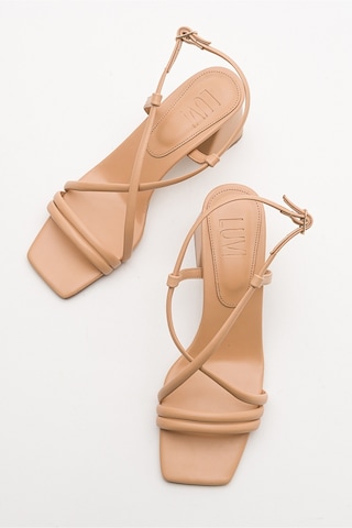 Luvishoes Daisy Koyu Bej Cilt Kadın Topuklu Ayakkabı Koyu Bej