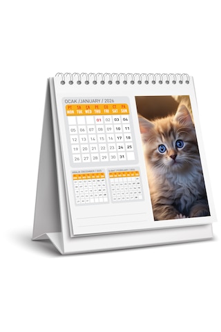 2026 Yeni Kedi Masa Takvimi-16x15 Cm