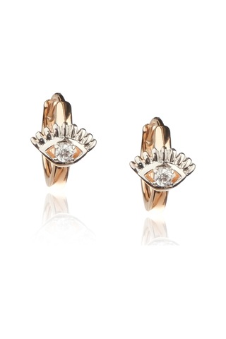 Kadın Kararmaz Çelik Lüks Göz Mini Halka Küpe