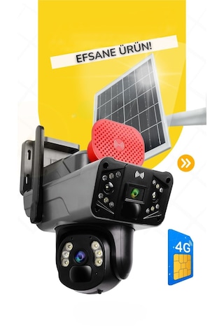 Avenir 6 mp 2 Kameralı Güneş Enerjili Ptz 4g Sim Kartlı 256 GB Sd Kart Destekli Kamera 360° Dönebilir