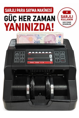 Şarjlı Seyyar Kablosuz Karışık Para Sayma Makinesi, Tl Ve Euro Karışık Sayım - Dolar Adet Sayım + Müşteri Ekranı