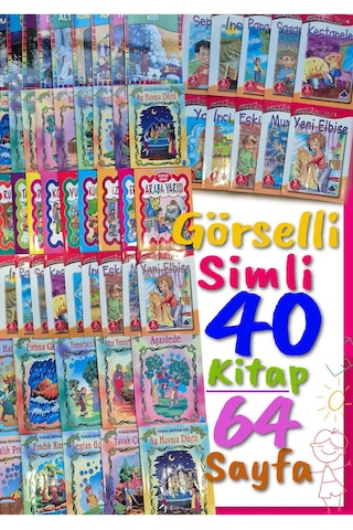 2. 3. 4. Sınıflar İçin Görselli -simli Çocuk Hikaye Öykü Kitapları 40 Kitap - Her Kitap 64 Sayfa