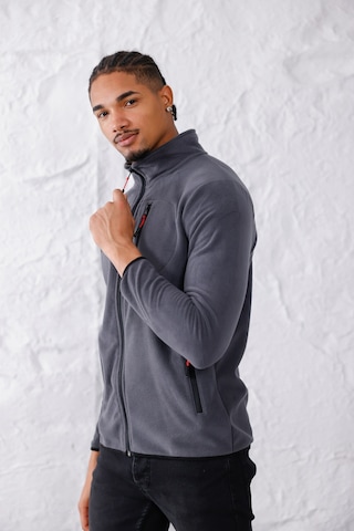 Monox Erkek Biyeli Fermuarlı Spor Polar Ceket Füme