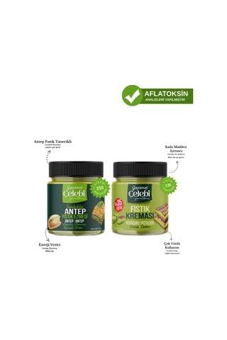 Antep Fıstık Ezmesi & Antep Fıstık Kreması 2'li Avantaj Paketi 200 Gr X 2