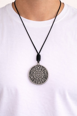 Kore İp Askılı Ve Krom Çelik Kaplamalı Unisex Tribal Kolye Gümüş9