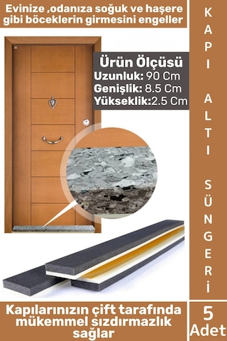 Rüzgarkesici Soğuk Haşere Toz Önleyici Yapışkanlı Köpük Kapı Altı Isı Yalıtım Eşik Süngeri 5 Adet