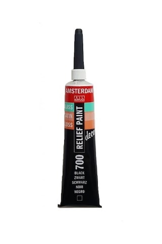 Talens Amsterdam Relıef Paint Siyah Cam Boyası 20Ml Tüp 4 Adet