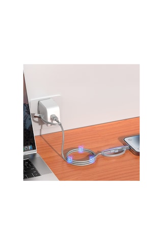 Hızlı Şarj Kablosu 4 İn 1 Usb-a/c To Type-c/lightning, 60w, 1.2m, Manyetik Gri-v0201008