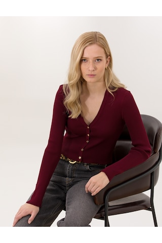 Pierre Cardin Kadın Bordo Triko Kazak 50259941-vr014 Bordo