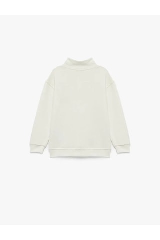 Koton Nakışlı Yarım Fermuarlı Beyaz Erkek Çocuk Sweatshirt 6wkb10152tk BEYAZ