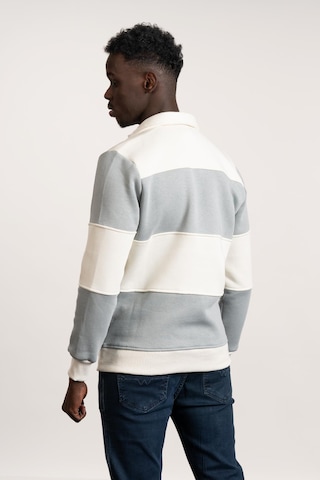 Fbı Polo Yaka Kalın Çizgili 3 İplik İçi Şardonlu Slimfit Sweatshirt Gri