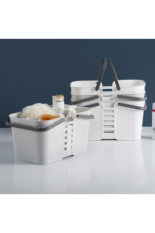 Qingmipy Büyük Kapasiteli Plastik Banyo Organizer: Yüksek Kaliteli, Süzgeçli, Taşınabilir, Kare Şekilli, Ev İçi Çeşitli Çeşitli Eşyalar İçin Depolama Sepeti Büyük Beyaz Diğer