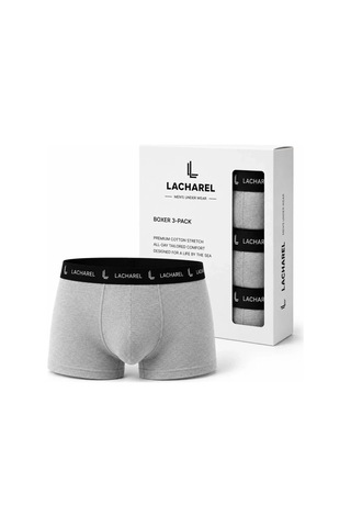 Zenna Tarz Erkek Likralı Pamuklu Nefes Alan Penye Boxer 3lü Paket - Gri