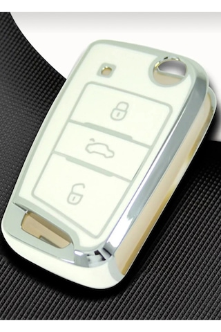 Gma Keys Lüx Golf 7 Golf 7,5 Tiguan Polo T-roc T-cross Nano Anahtar Koruma Kılıfı Beyaz Gümüş Silver Renk
